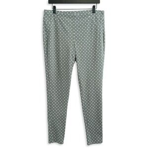 Polka Dot Leggings Womens Large Gray White Pull On Pants Stretchy Casual Comfort
